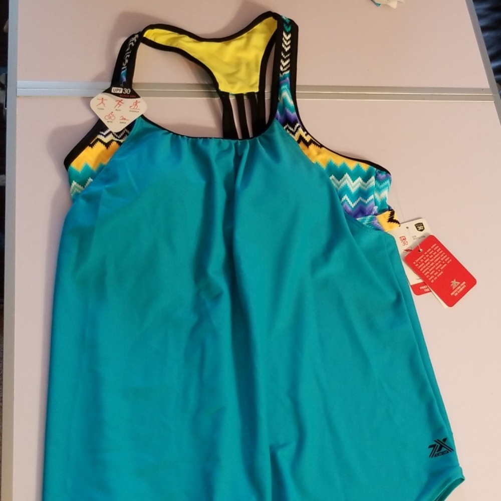 lemon and aqua z x zeroxposur swim top